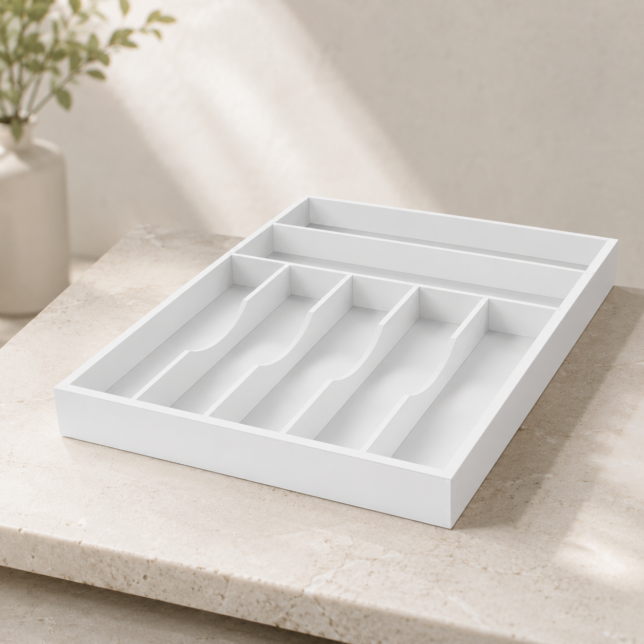Basic Silverware Drawer Organizer, White