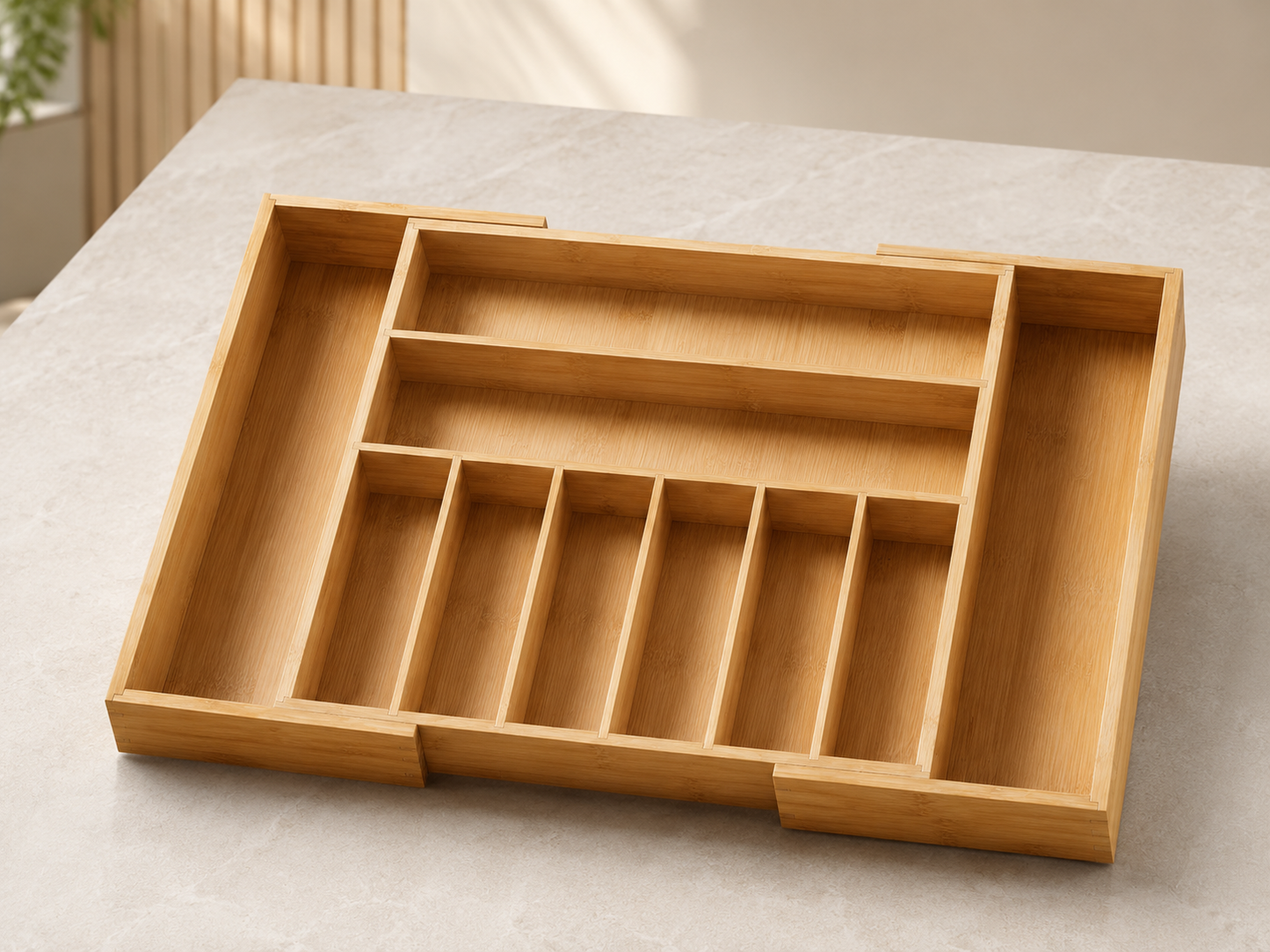 Silverware Drawer Organizer, Natural (9 Slots)