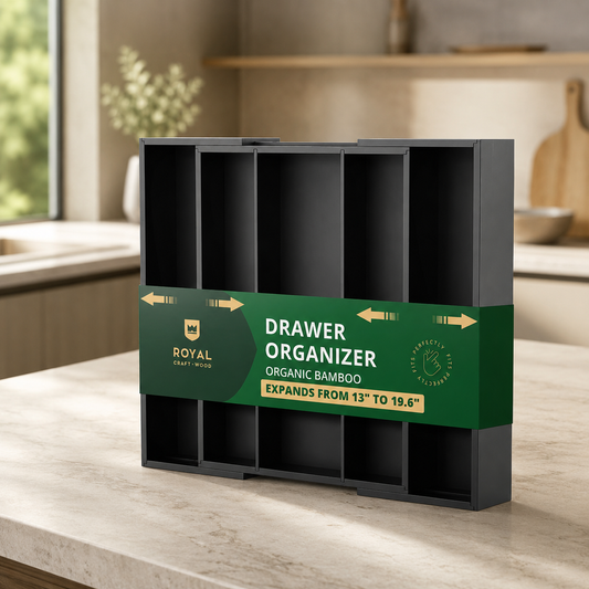 Utensil Drawer Organizer, Black (5 Slots)