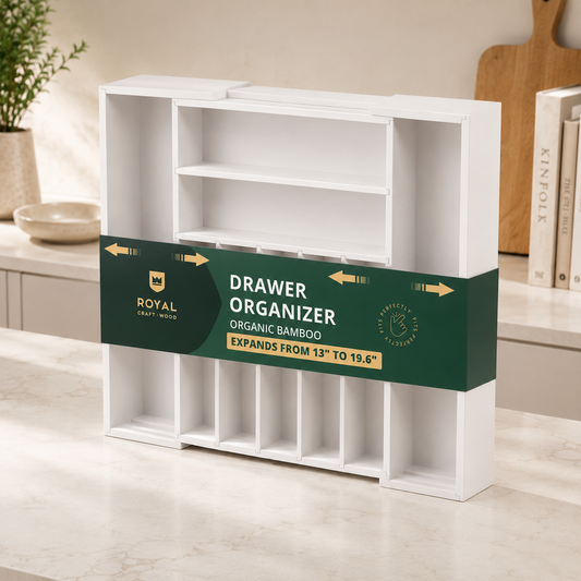 Silverware Drawer Organizer, White (9 Slots)