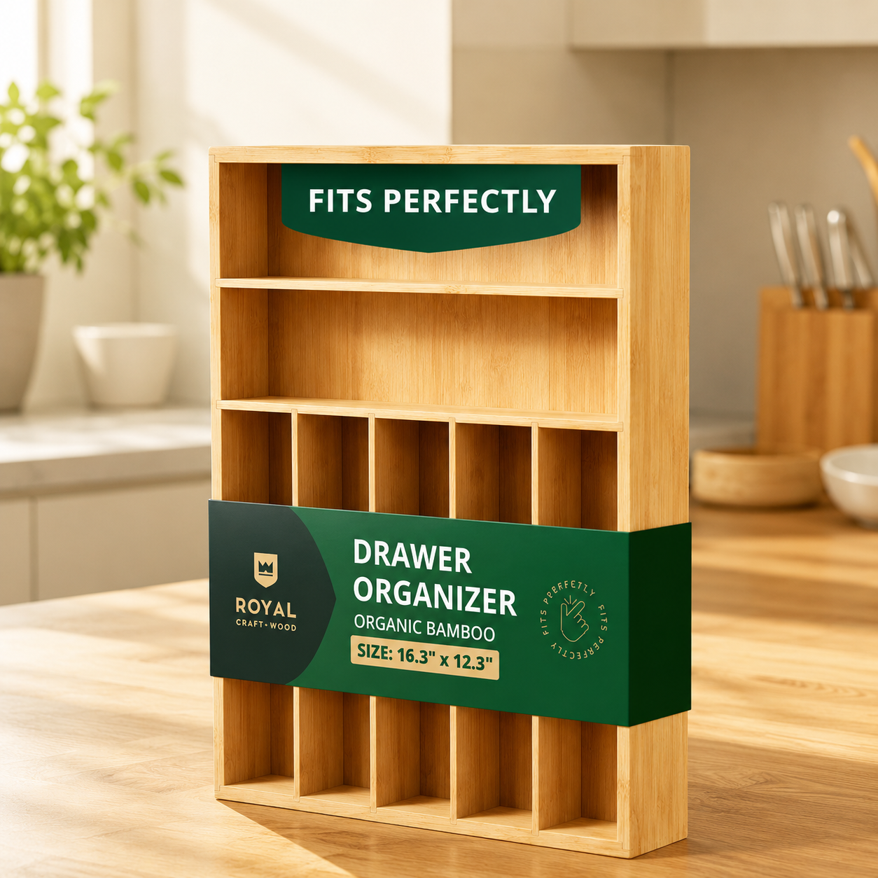 Basic Silverware Drawer Organizer, Natural