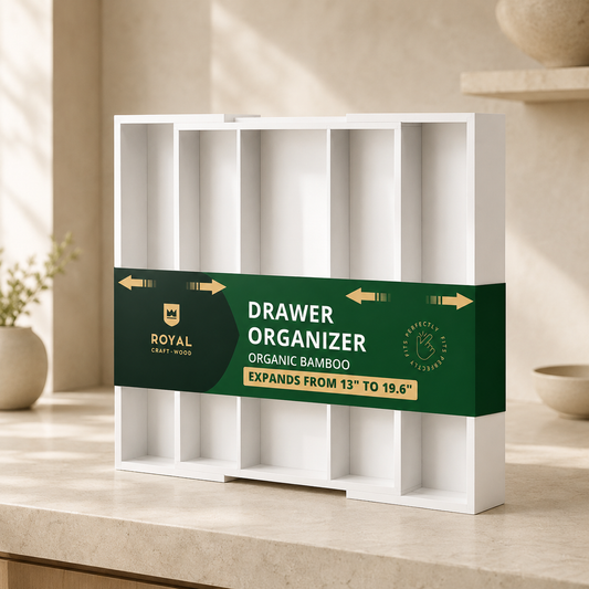 Utensil Drawer Organizer, White (5 Slots)