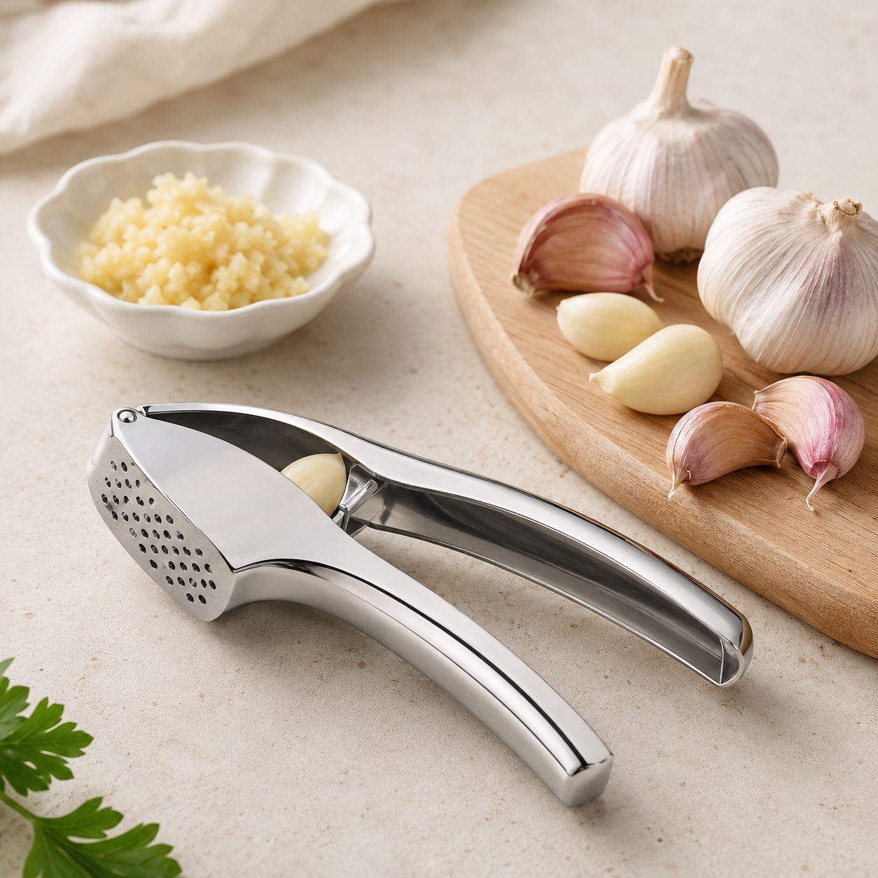 Stainless Steel Garlic Press