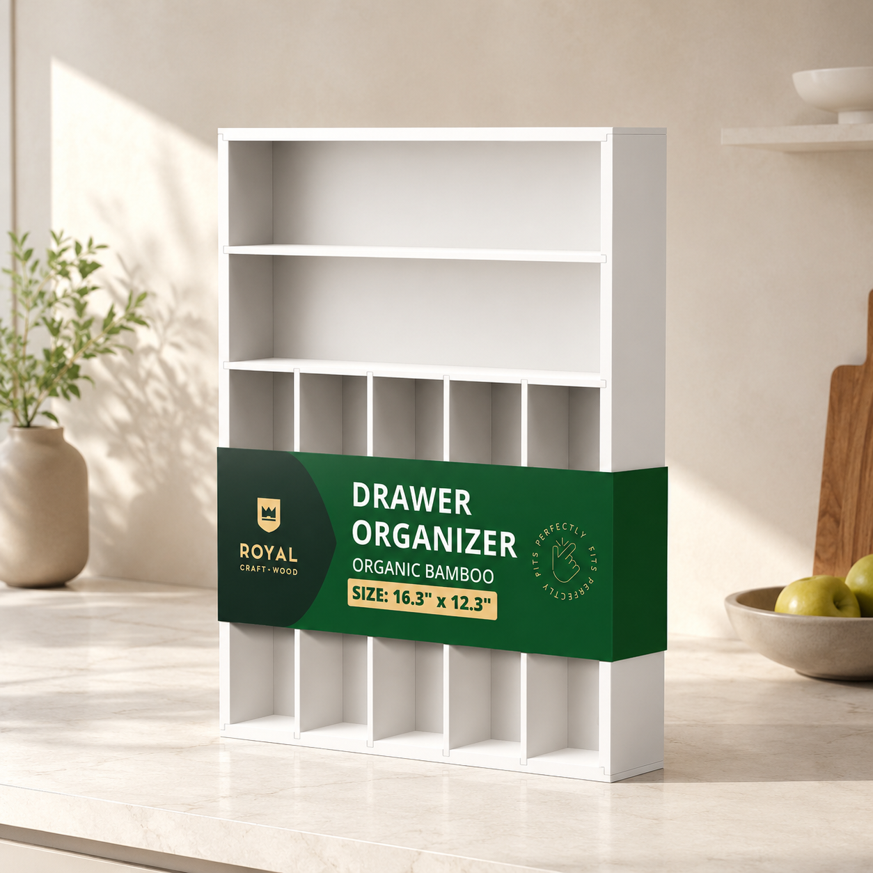 Basic Silverware Drawer Organizer, White