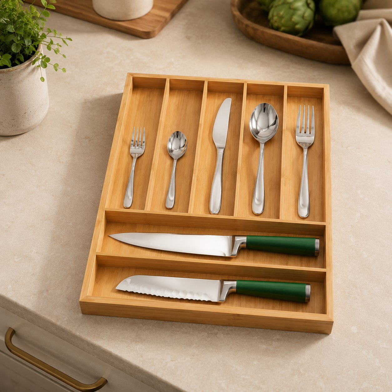 Basic Silverware Drawer Organizer, Natural