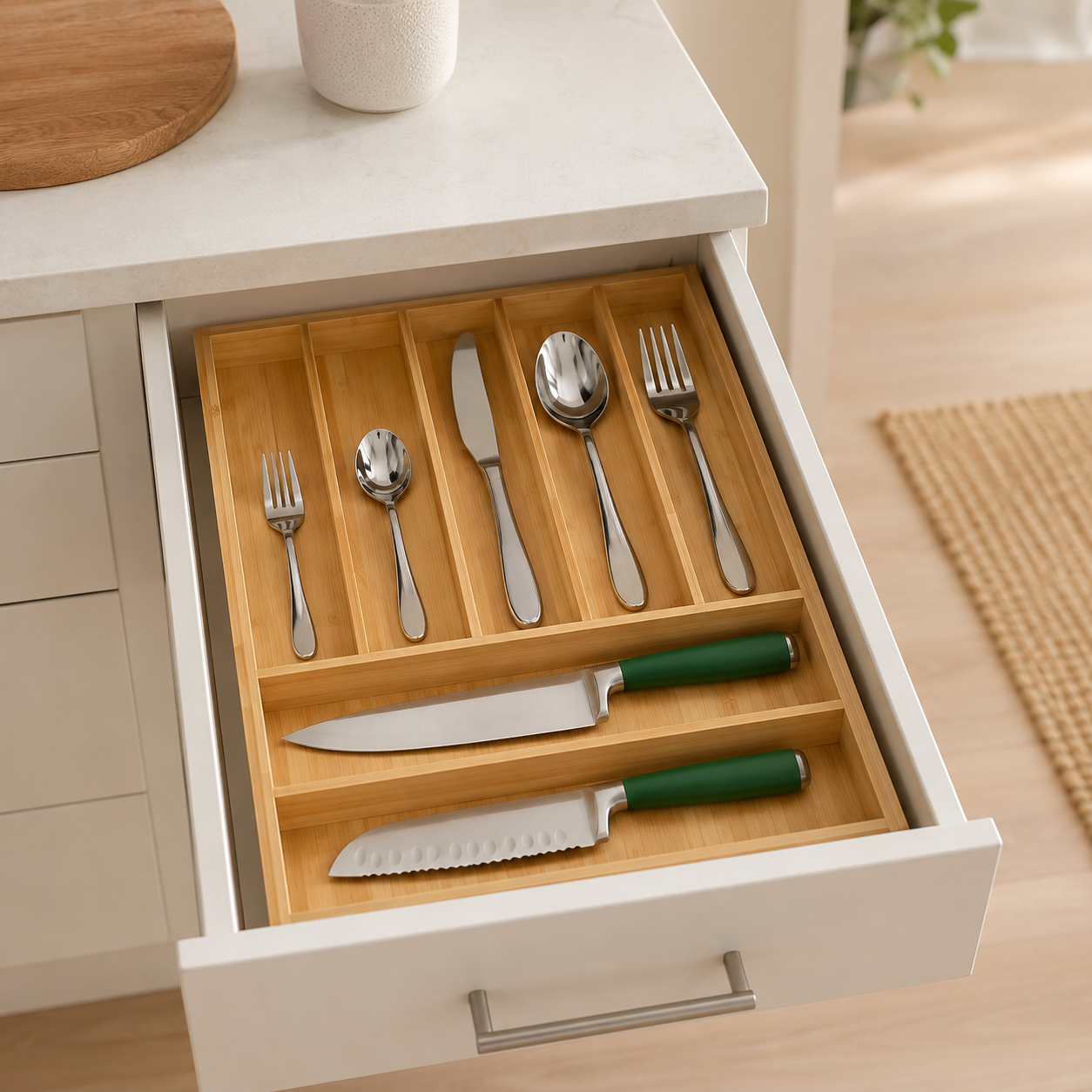 Basic Silverware Drawer Organizer, Natural