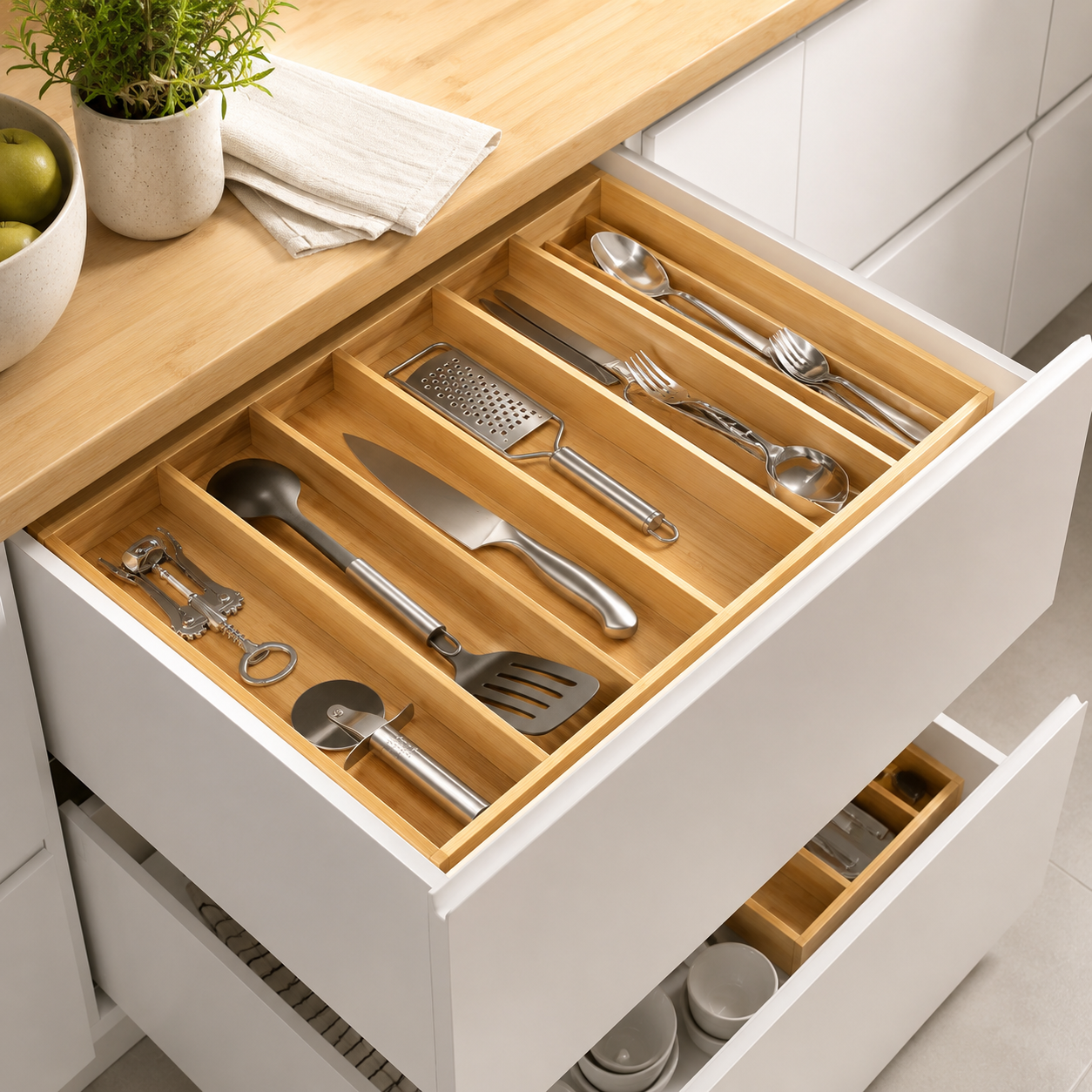 Utensil Tray Organizer, Natural (5 Slots)